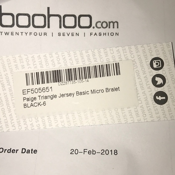 NWT BOOHOO Black Jersey Triangle Bra Bralette XS - Picture 4 of 4